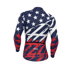 Men's All-American Regular Performance Fabric (Not Thermal) Cycling Long Sleeve Jersey, Cargo Bib Tights, or Kit Bundle - Urban Cycling Apparel