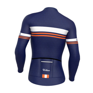 Men's Classic Blue Regular Performance Fabric (Not Thermal) Cycling Long Sleeve Jersey, Cargo Bib Tights, Or Kit Bundle - Urban Cycling Apparel