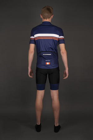 Men's Classic Blue Short Sleeve Jersey, Bib Shorts - Urban Cycling Apparel
