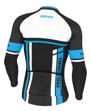 Urban Cycling Blue THERMAL WINTER fleece Jersey & Bib Tights - Urban Cycling Apparel