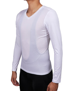 Men's Mesh Base Layer - White Long Sleeve Cycling Undershirt