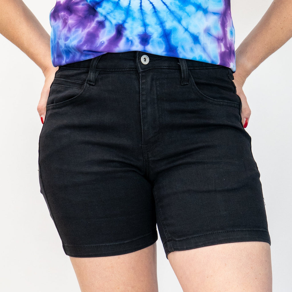 5.5" Stretch Jorts - Pure Black Hemmed - UrbanCycling.com
