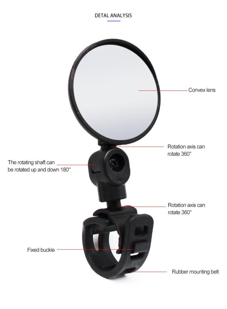 Adjustable Bicycle Convex Rearview Mirror Road Handlebar Back Eye Cycling Rear View Mirrors Adjustable Rotatable Handlebars Mounted Plastic Convex Mirror For Outdoor Mountain Road Bikes - UrbanCycling.com