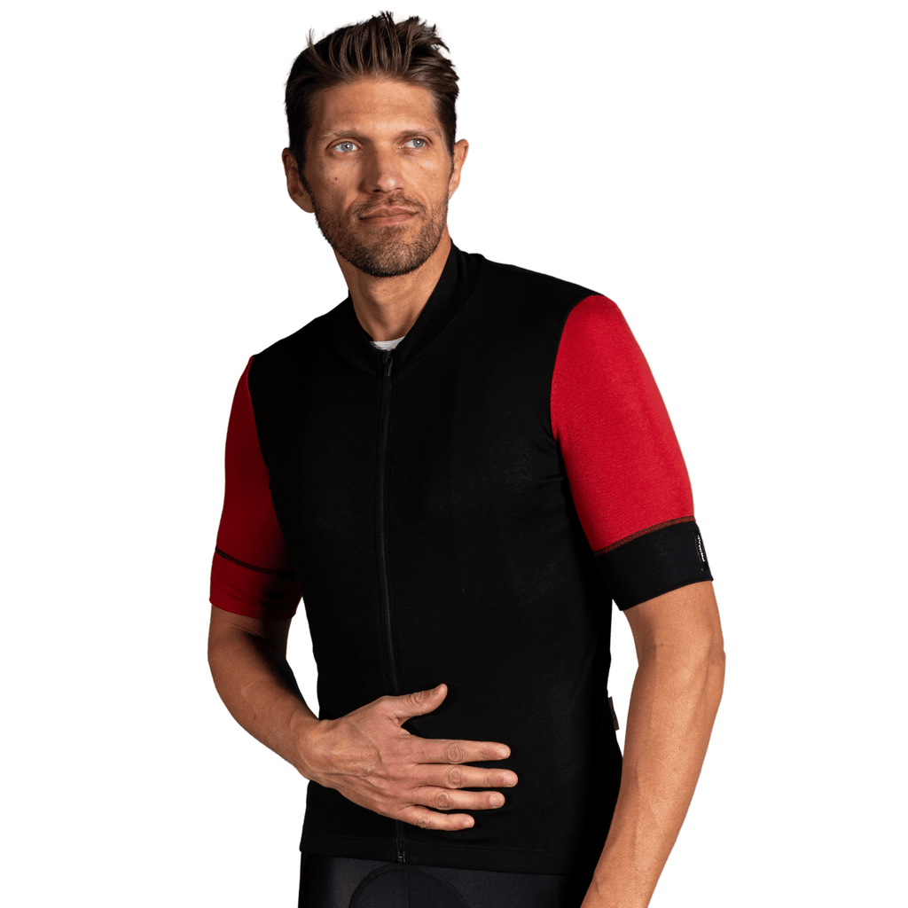 Alitios Men's Red/Black Timavis Wool Jersey - UrbanCycling.com