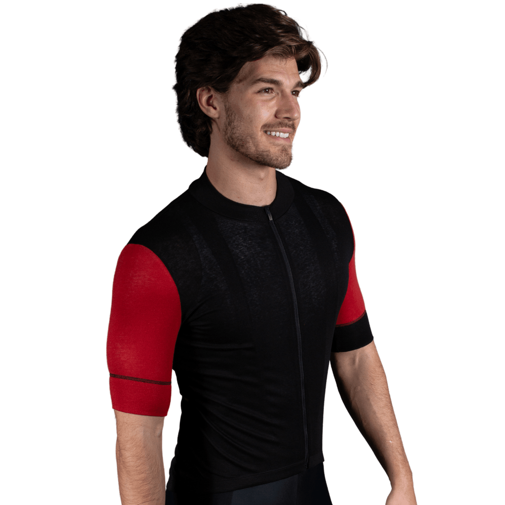 Alitios Men's Red/Black Timavis Wool Jersey - UrbanCycling.com