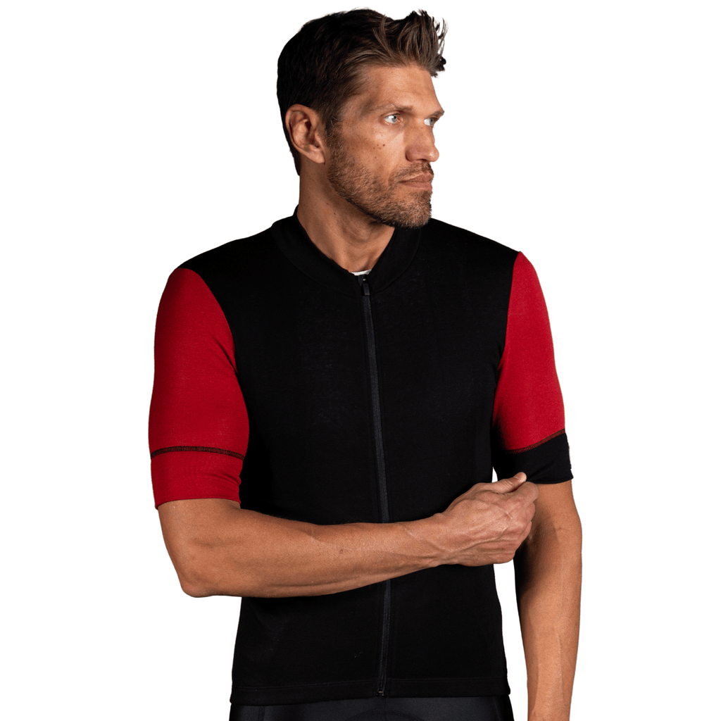 Alitios Men's Red/Black Timavis Wool Jersey - UrbanCycling.com