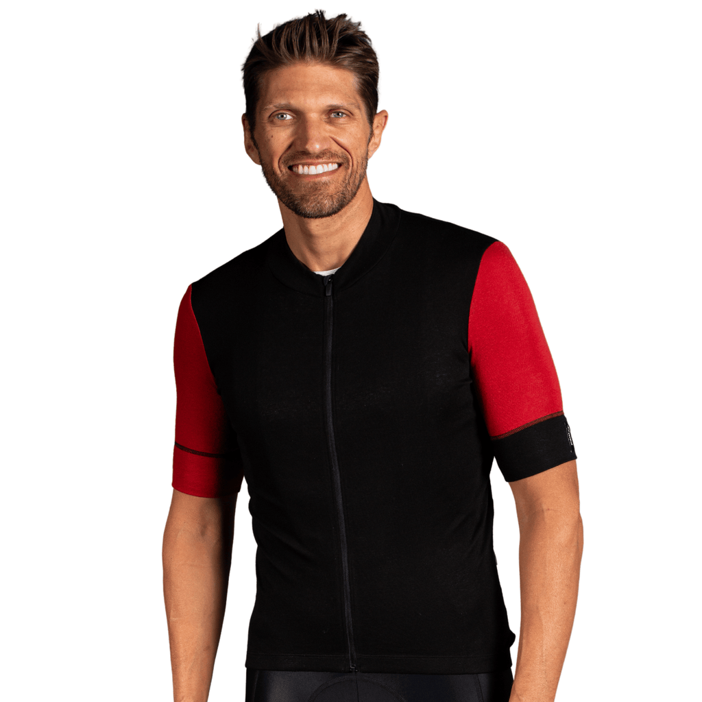 Alitios Men's Red/Black Timavis Wool Jersey - UrbanCycling.com