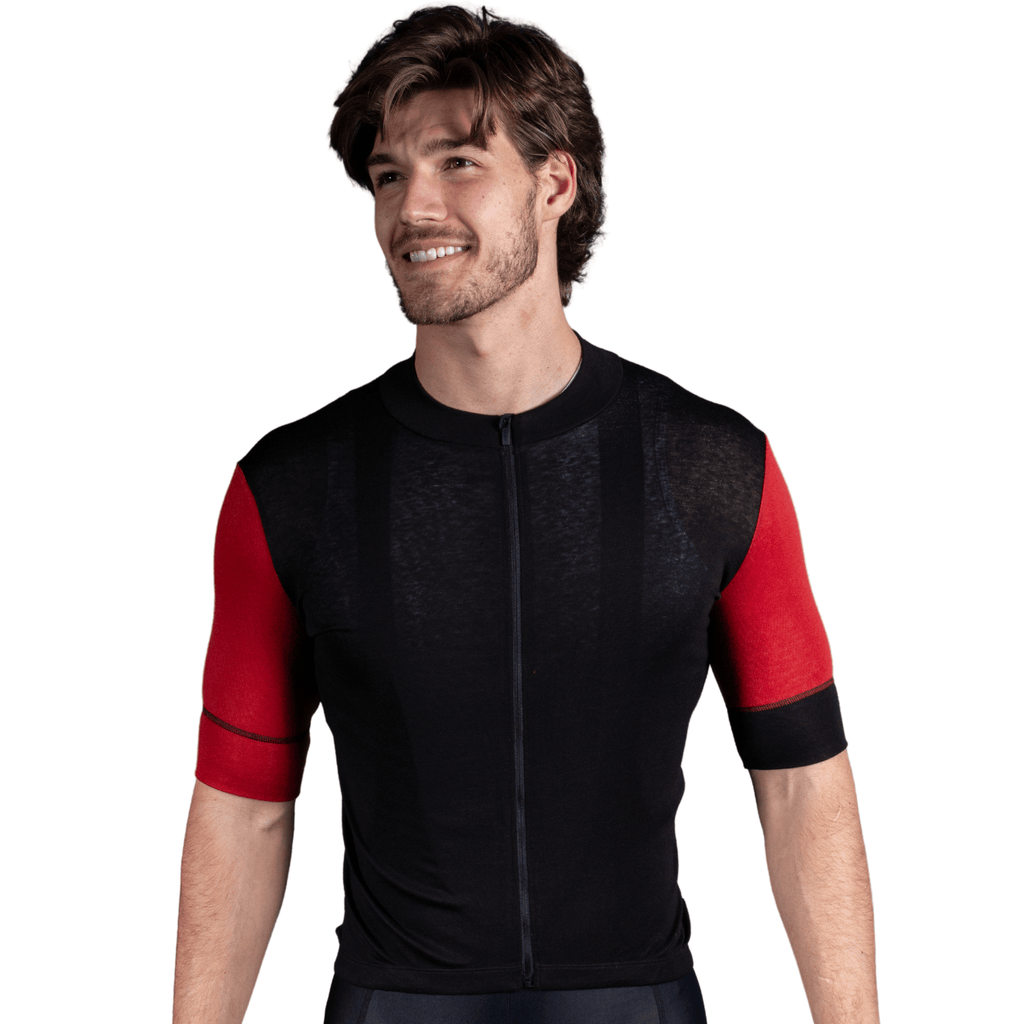 Alitios Men's Red/Black Timavis Wool Jersey - UrbanCycling.com