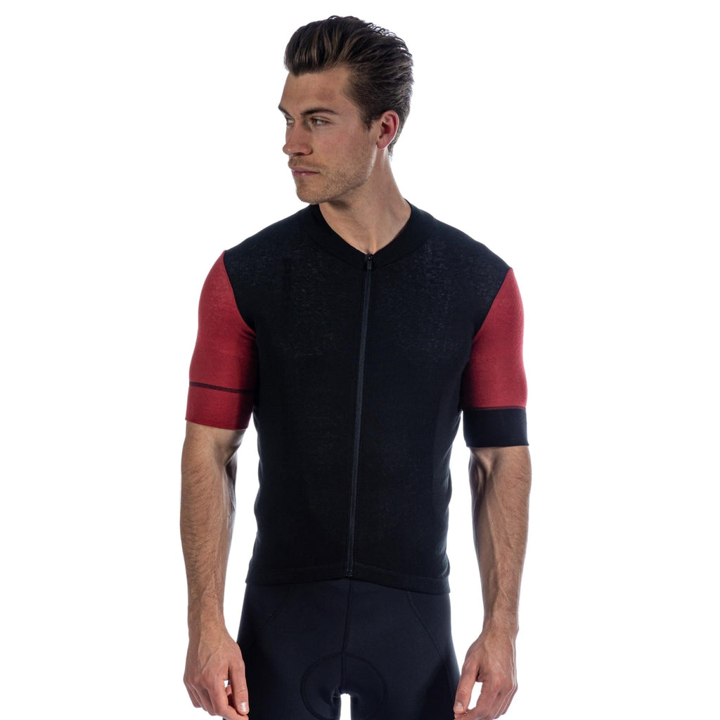 Alitios Men's Red/Black Timavis Wool Jersey - UrbanCycling.com