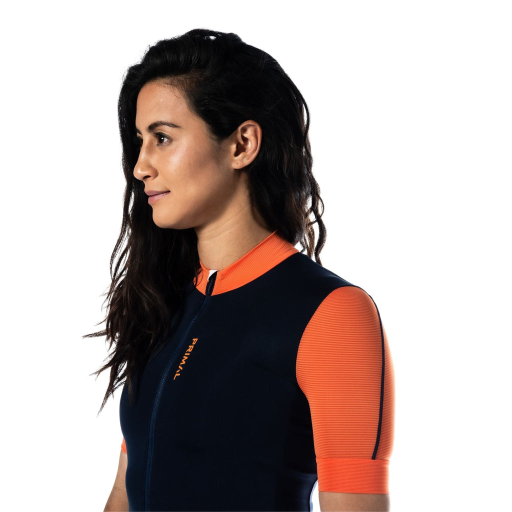 Alitios Women's Navy/Orange Vertos Jersey - UrbanCycling.com