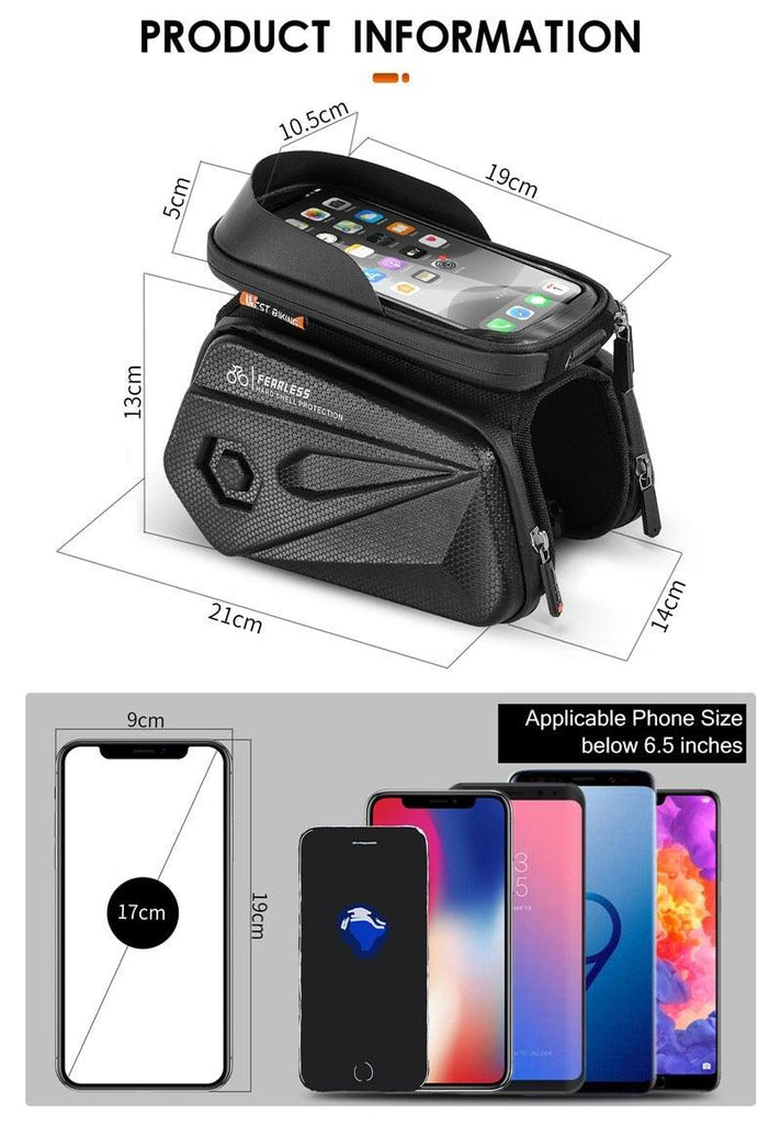 Bicycle Bag Phone Bag Waterproof Front Frame Cycling Bag Sensitive Touch Screen Road Bike Bag Bicycle Phone Bag Bike Phone Holder EVA Waterproof Handlebar Bag With Sensitive Bike Phone Front Frame Bag Bicycle Bag Phone Mount Top Tube Bag Bike 6.0 - 7.4 Inch - UrbanCycling.com