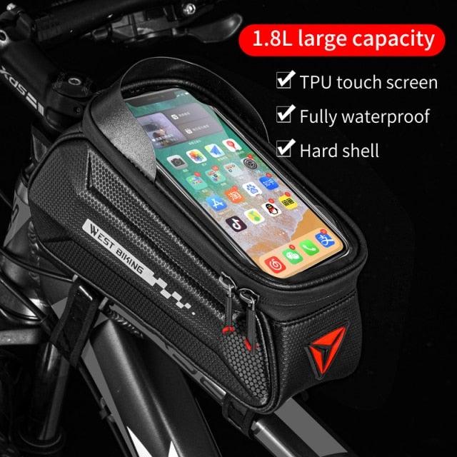 Bicycle Bag Phone Bag Waterproof Front Frame Cycling Bag Sensitive Touch Screen Road Bike Bag Bicycle Phone Bag Bike Phone Holder EVA Waterproof Handlebar Bag With Sensitive Bike Phone Front Frame Bag Bicycle Bag Phone Mount Top Tube Bag Bike 6.0 - 7.4 Inch - UrbanCycling.com