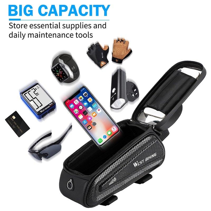 Bicycle Bag Phone Bag Waterproof Front Frame Cycling Bag Sensitive Touch Screen Road Bike Bag Bicycle Phone Bag Bike Phone Holder EVA Waterproof Handlebar Bag With Sensitive Bike Phone Front Frame Bag Bicycle Bag Phone Mount Top Tube Bag Bike 6.0 - 7.4 Inch - UrbanCycling.com