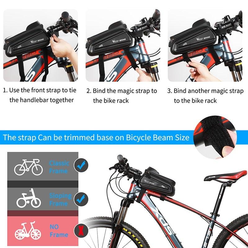 Bicycle Bag Phone Bag Waterproof Front Frame Cycling Bag Sensitive Touch Screen Road Bike Bag Bicycle Phone Bag Bike Phone Holder EVA Waterproof Handlebar Bag With Sensitive Bike Phone Front Frame Bag Bicycle Bag Phone Mount Top Tube Bag Bike 6.0 - 7.4 Inch - UrbanCycling.com