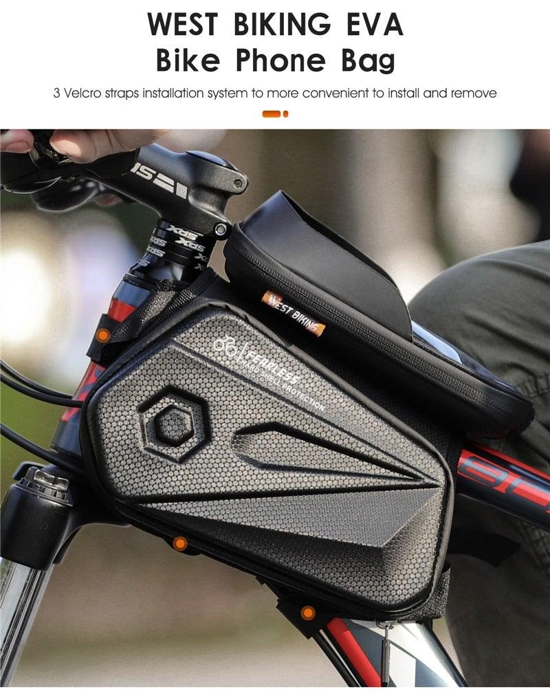 Bicycle Bag Phone Bag Waterproof Front Frame Cycling Bag Sensitive Touch Screen Road Bike Bag Bicycle Phone Bag Bike Phone Holder EVA Waterproof Handlebar Bag With Sensitive Bike Phone Front Frame Bag Bicycle Bag Phone Mount Top Tube Bag Bike 6.0 - 7.4 Inch - UrbanCycling.com