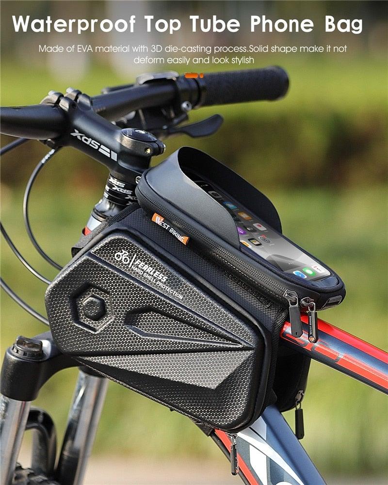 Bicycle Bag Phone Bag Waterproof Front Frame Cycling Bag Sensitive Touch Screen Road Bike Bag Bicycle Phone Bag Bike Phone Holder EVA Waterproof Handlebar Bag With Sensitive Bike Phone Front Frame Bag Bicycle Bag Phone Mount Top Tube Bag Bike 6.0 - 7.4 Inch - UrbanCycling.com