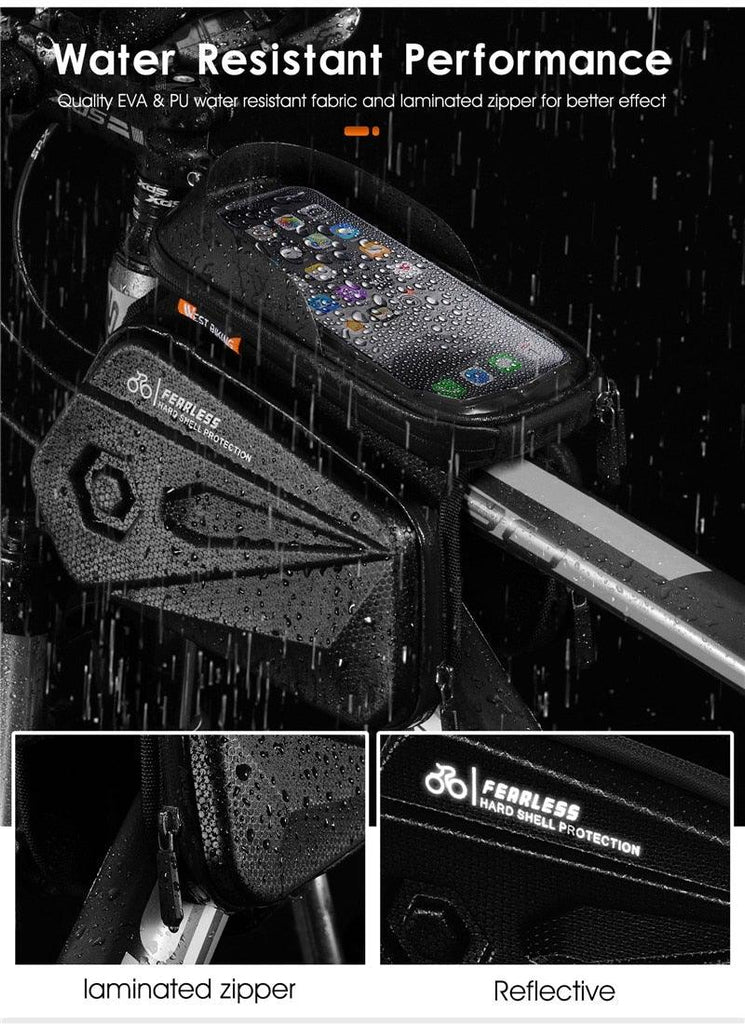 Bicycle Bag Phone Bag Waterproof Front Frame Cycling Bag Sensitive Touch Screen Road Bike Bag Bicycle Phone Bag Bike Phone Holder EVA Waterproof Handlebar Bag With Sensitive Bike Phone Front Frame Bag Bicycle Bag Phone Mount Top Tube Bag Bike 6.0 - 7.4 Inch - UrbanCycling.com