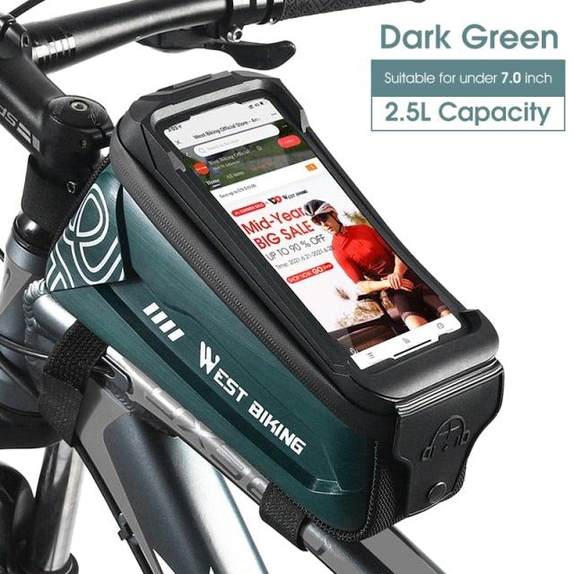 Bicycle Bag Phone Bag Waterproof Front Frame Cycling Bag Sensitive Touch Screen Road Bike Bag Bicycle Phone Bag Bike Phone Holder EVA Waterproof Handlebar Bag With Sensitive Bike Phone Front Frame Bag Bicycle Bag Phone Mount Top Tube Bag Bike 6.0 - 7.4 Inch - UrbanCycling.com