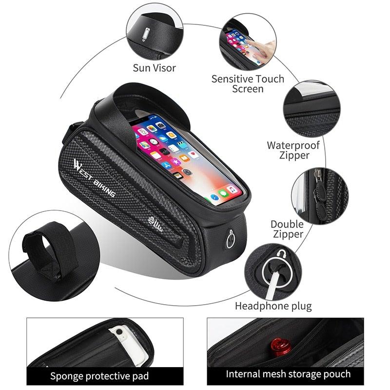 Bicycle Bag Phone Bag Waterproof Front Frame Cycling Bag Sensitive Touch Screen Road Bike Bag Bicycle Phone Bag Bike Phone Holder EVA Waterproof Handlebar Bag With Sensitive Bike Phone Front Frame Bag Bicycle Bag Phone Mount Top Tube Bag Bike 6.0 - 7.4 Inch - UrbanCycling.com