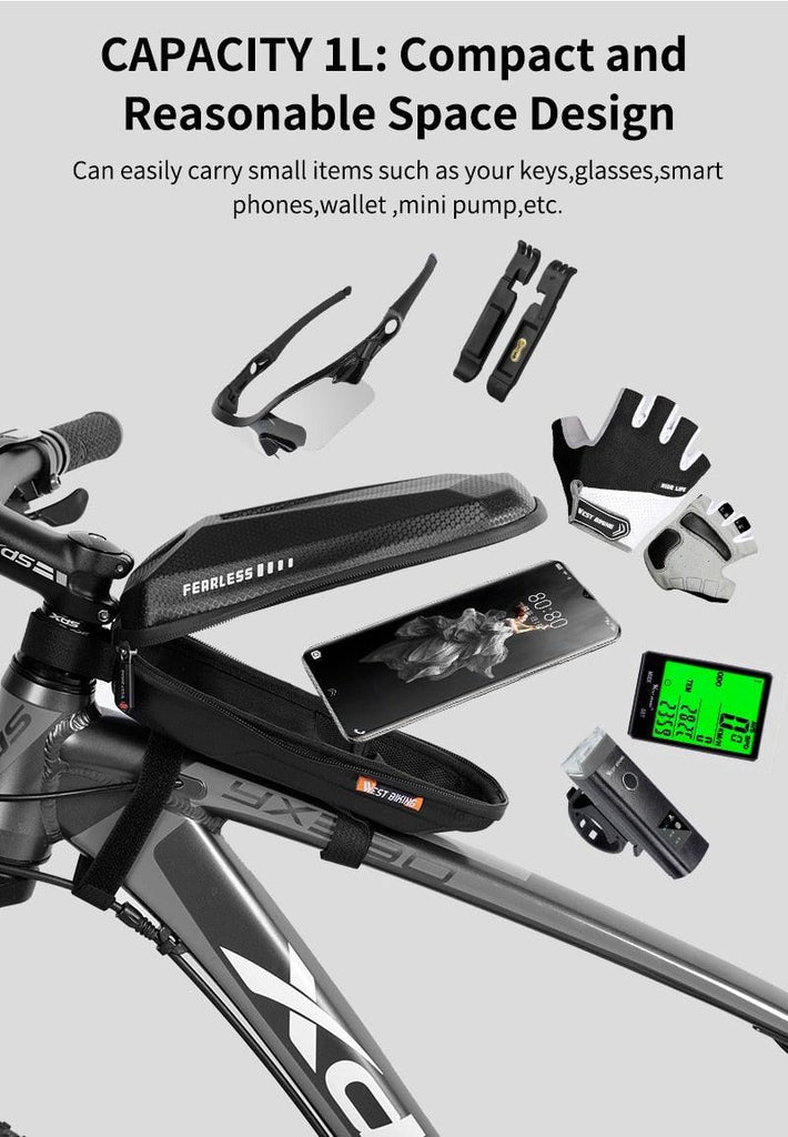 Bicycle Bag Phone Bag Waterproof Front Frame Cycling Bag Sensitive Touch Screen Road Bike Bag Bicycle Phone Bag Bike Phone Holder EVA Waterproof Handlebar Bag With Sensitive Bike Phone Front Frame Bag Bicycle Bag Phone Mount Top Tube Bag Bike 6.0 - 7.4 Inch - UrbanCycling.com