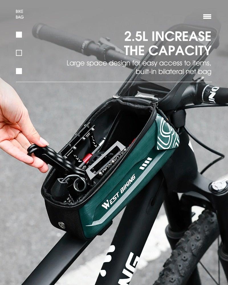 Bicycle Bag Phone Bag Waterproof Front Frame Cycling Bag Sensitive Touch Screen Road Bike Bag Bicycle Phone Bag Bike Phone Holder EVA Waterproof Handlebar Bag With Sensitive Bike Phone Front Frame Bag Bicycle Bag Phone Mount Top Tube Bag Bike 6.0 - 7.4 Inch - UrbanCycling.com