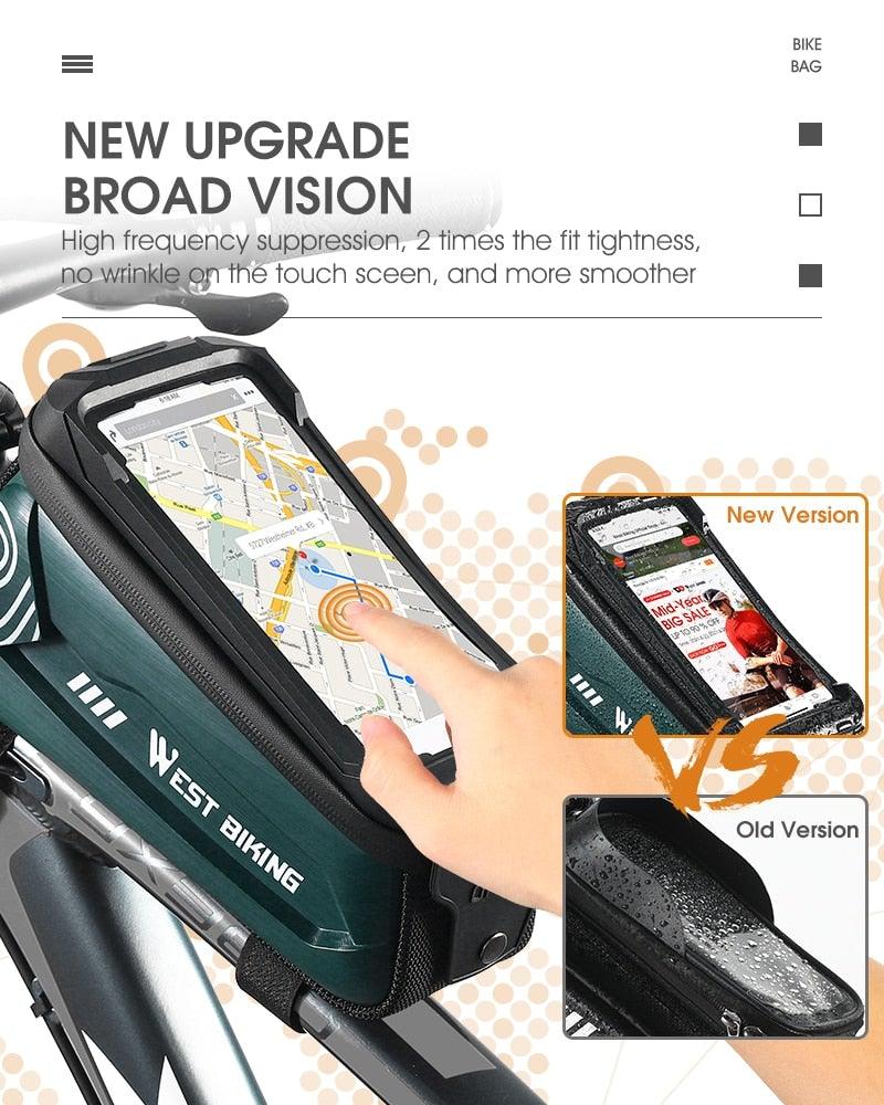 Bicycle Bag Phone Bag Waterproof Front Frame Cycling Bag Sensitive Touch Screen Road Bike Bag Bicycle Phone Bag Bike Phone Holder EVA Waterproof Handlebar Bag With Sensitive Bike Phone Front Frame Bag Bicycle Bag Phone Mount Top Tube Bag Bike 6.0 - 7.4 Inch - UrbanCycling.com