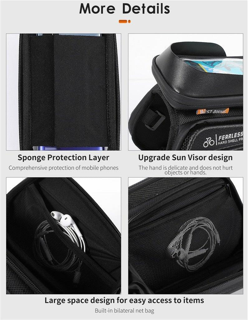 Bicycle Bag Phone Bag Waterproof Front Frame Cycling Bag Sensitive Touch Screen Road Bike Bag Bicycle Phone Bag Bike Phone Holder EVA Waterproof Handlebar Bag With Sensitive Bike Phone Front Frame Bag Bicycle Bag Phone Mount Top Tube Bag Bike 6.0 - 7.4 Inch - UrbanCycling.com