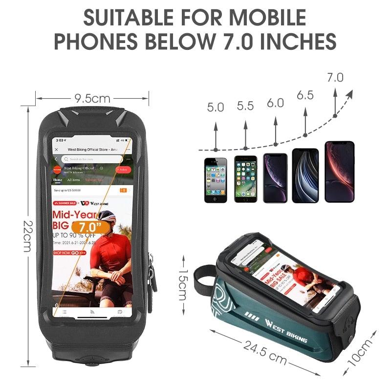 Bicycle Bag Phone Bag Waterproof Front Frame Cycling Bag Sensitive Touch Screen Road Bike Bag Bicycle Phone Bag Bike Phone Holder EVA Waterproof Handlebar Bag With Sensitive Bike Phone Front Frame Bag Bicycle Bag Phone Mount Top Tube Bag Bike 6.0 - 7.4 Inch - UrbanCycling.com