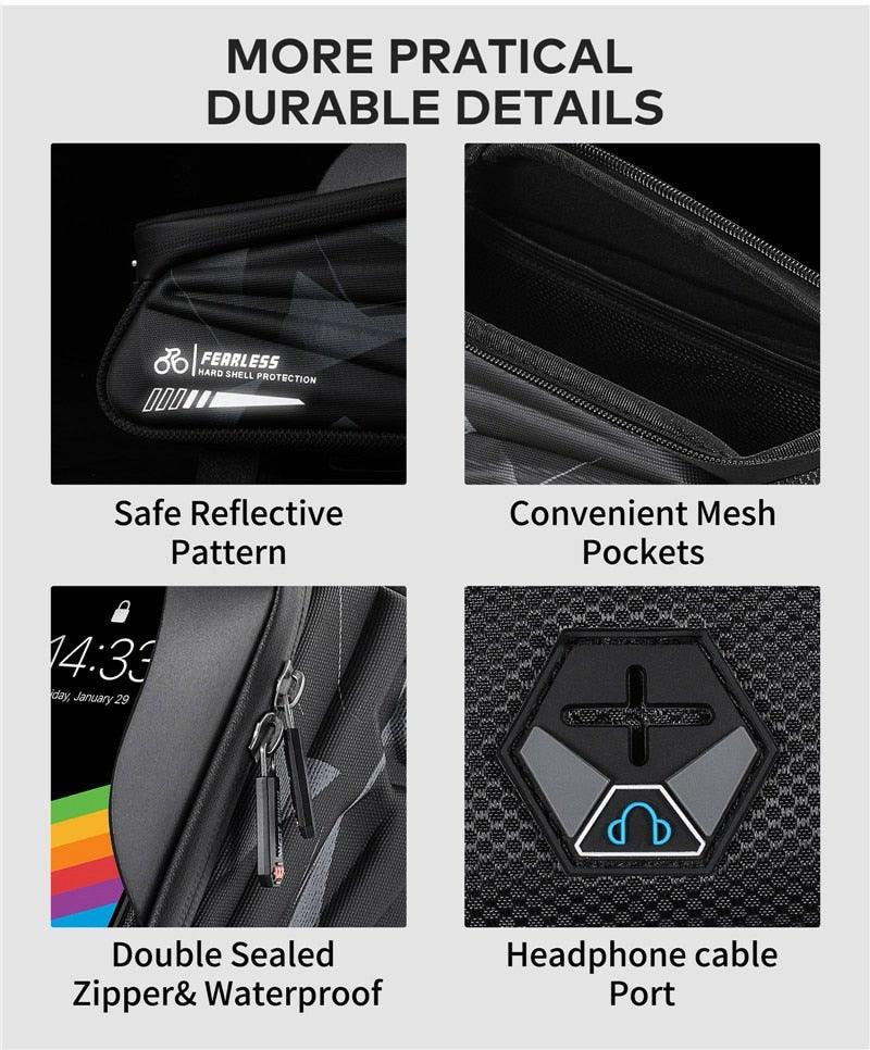 Bicycle Bag Phone Bag Waterproof Front Frame Cycling Bag Sensitive Touch Screen Road Bike Bag Bicycle Phone Bag Bike Phone Holder EVA Waterproof Handlebar Bag With Sensitive Bike Phone Front Frame Bag Bicycle Bag Phone Mount Top Tube Bag Bike 6.0 - 7.4 Inch - UrbanCycling.com