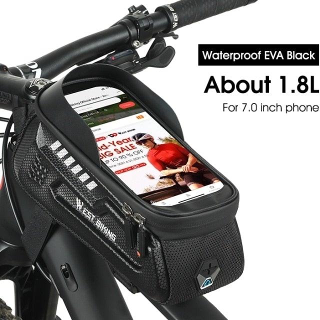 Bicycle Bag Phone Bag Waterproof Front Frame Cycling Bag Sensitive Touch Screen Road Bike Bag Bicycle Phone Bag Bike Phone Holder EVA Waterproof Handlebar Bag With Sensitive Bike Phone Front Frame Bag Bicycle Bag Phone Mount Top Tube Bag Bike 6.0 - 7.4 Inch - UrbanCycling.com