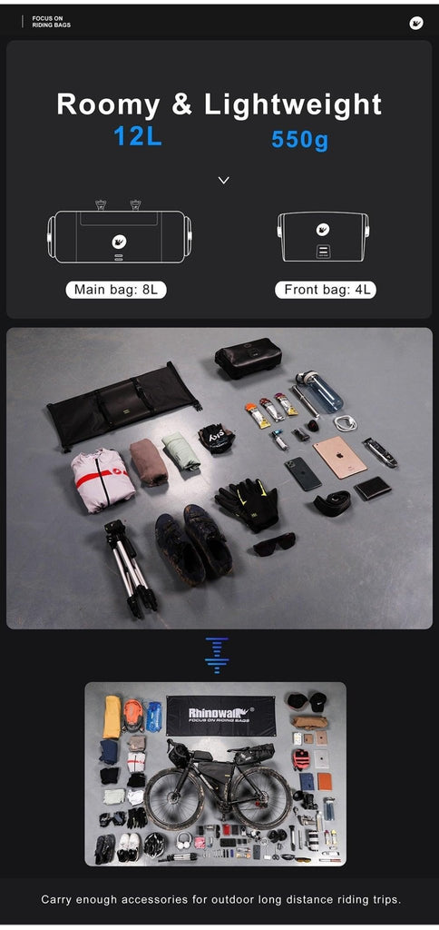 Bicycle Bag Waterproof Big Capacity Handlebar Bag 2 Piece Front Tube Cycling Bag Bike Accessories Bike Bag Waterproof Bike Handlebar Bag Bicycle For Sport Bicycle Cycling Accessories - UrbanCycling.com