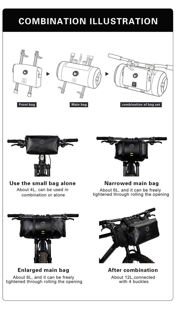 Bicycle Bag Waterproof Big Capacity Handlebar Bag 2 Piece Front Tube Cycling Bag Bike Accessories Bike Bag Waterproof Bike Handlebar Bag Bicycle For Sport Bicycle Cycling Accessories - UrbanCycling.com