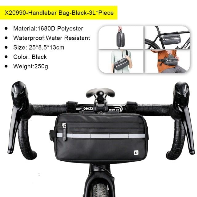 Bicycle Bag Waterproof Big Capacity Handlebar Bag 2 Piece Front Tube Cycling Bag Bike Accessories Bike Bag Waterproof Bike Handlebar Bag Bicycle For Sport Bicycle Cycling Accessories - UrbanCycling.com