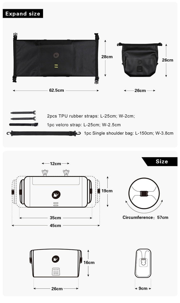Bicycle Bag Waterproof Big Capacity Handlebar Bag 2 Piece Front Tube Cycling Bag Bike Accessories Bike Bag Waterproof Bike Handlebar Bag Bicycle For Sport Bicycle Cycling Accessories - UrbanCycling.com