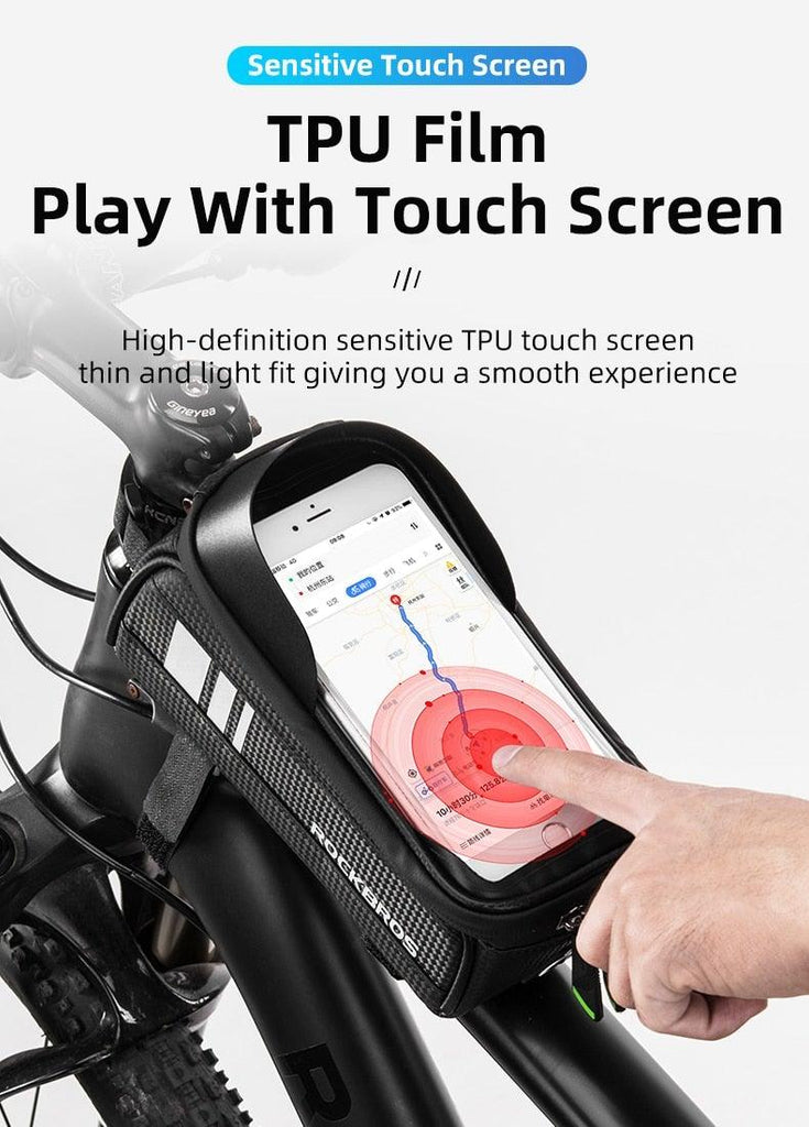 Bicycle Bag Waterproof Touch Screen Cycling Bag Top Front Tube Frame Road Bike Bag 6.5 Phone Case Bike Accessories Bike Phone Top Tube Bag Bicycle Front Frame Storage Bag Cell Phone Mount Holder Bag Case With Touch Screen Waterproof - UrbanCycling.com