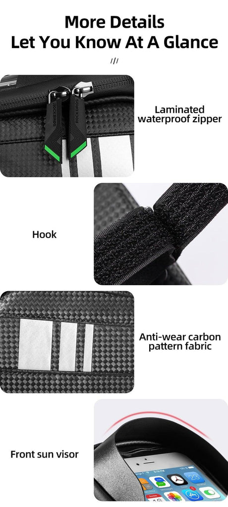 Bicycle Bag Waterproof Touch Screen Cycling Bag Top Front Tube Frame Road Bike Bag 6.5 Phone Case Bike Accessories Bike Phone Top Tube Bag Bicycle Front Frame Storage Bag Cell Phone Mount Holder Bag Case With Touch Screen Waterproof - UrbanCycling.com