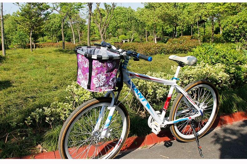 Bicycle Basket Handlebar Cycling Carryings Holder Bike Riding Pouch Cycle Biking Front Baggage Bag Load Bike Basket Detachable Bicycle Basket Folding Small Pet Cat Dog Carrier Front Handlebar Basket For Most Mountain Bikes And Bicycles Easy Install - UrbanCycling.com