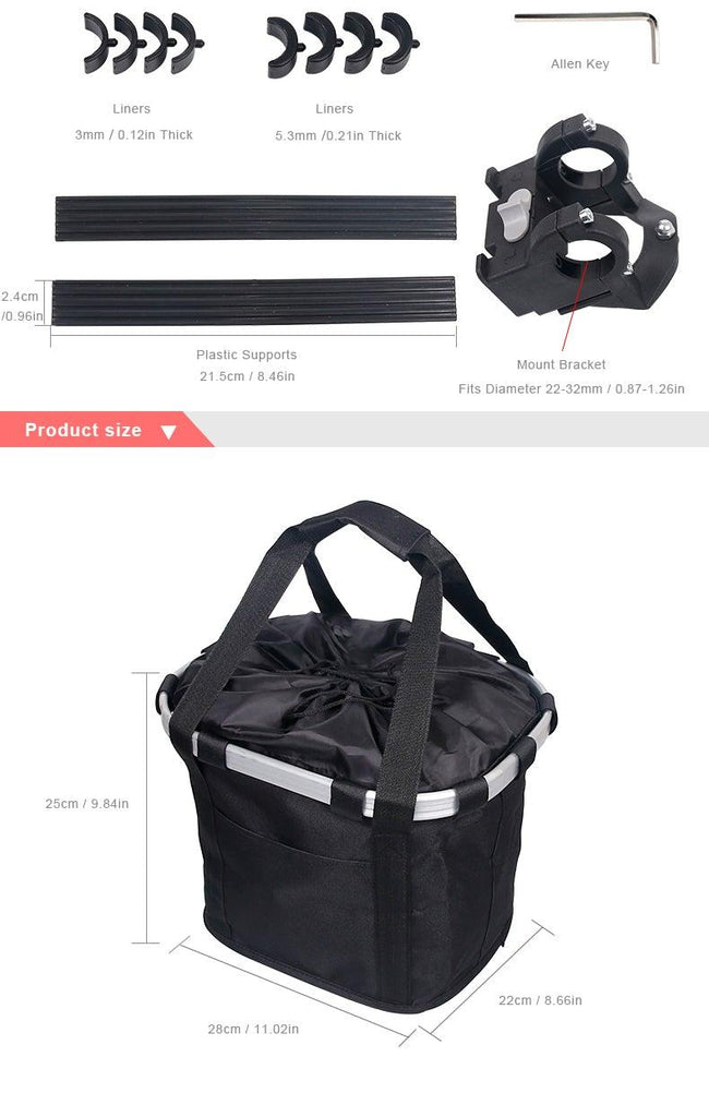 Bicycle Basket Handlebar Cycling Carryings Holder Bike Riding Pouch Cycle Biking Front Baggage Bag Load Bike Basket Detachable Bicycle Basket Folding Small Pet Cat Dog Carrier Front Handlebar Basket For Most Mountain Bikes And Bicycles Easy Install - UrbanCycling.com