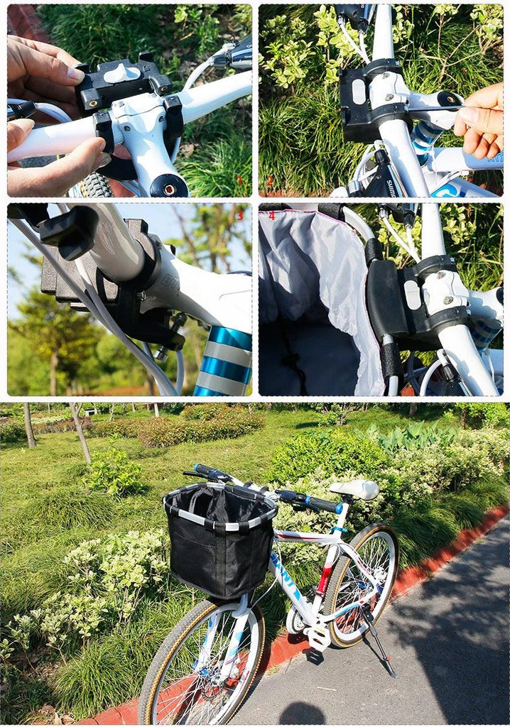 Bicycle Basket Handlebar Cycling Carryings Holder Bike Riding Pouch Cycle Biking Front Baggage Bag Load Bike Basket Detachable Bicycle Basket Folding Small Pet Cat Dog Carrier Front Handlebar Basket For Most Mountain Bikes And Bicycles Easy Install - UrbanCycling.com