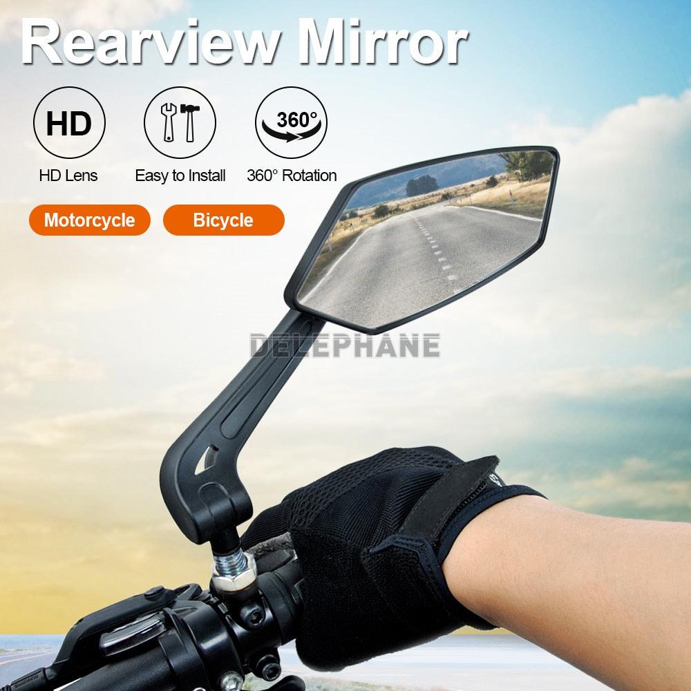 Bicycle Rear View Mirror Bike Scooter Clear Back Sight Reflector Adjustable Rotatable Handlebar Cycling Mirror HD Safety Bicycle Cycling Rearview Mirror And New Scratch Resistant Convex Lens Universal Adjustable Rotatable Handlebar Glass Lens Mirror - UrbanCycling.com