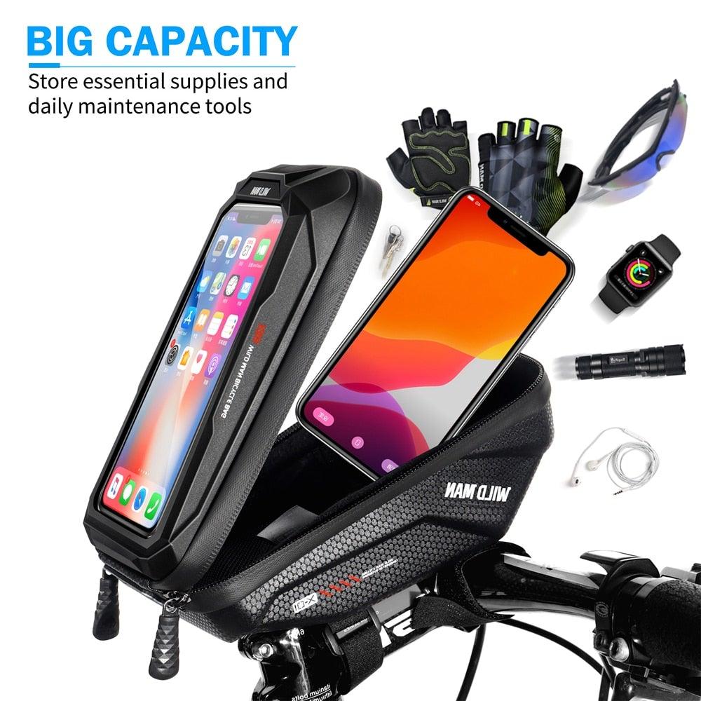 Bicycle Touchscreen Front Frame Bag Phone Case With Double Zippers Cycling Bike Accessories Bike Bag Bike Phone Bag Bike Pouch Bicycle Front Frame Bag Waterproof Top Tube Handlebar Bag Bike Phone Mount Bag Cycling Storage Bag - UrbanCycling.com