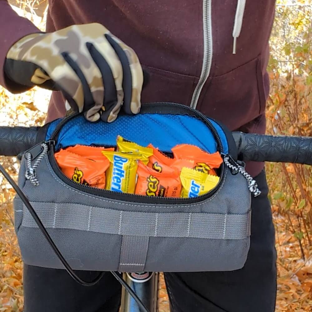 Bigmouth Burrito Handlebar Bag - Charcoal & Blucifer - UrbanCycling.com