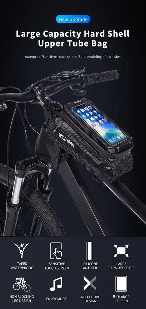 Bike Bag 1.8L Frame Front Tube Cycling Bag Bicycle Waterproof Phone Case Holder Touchscreen Bag Accessories Universal Bicycle Handlebar Bag Top Tube Bike Bag Bicycle Bag Top Tube Bag Bike Phone Case Holder Compatible With Smartphones - UrbanCycling.com