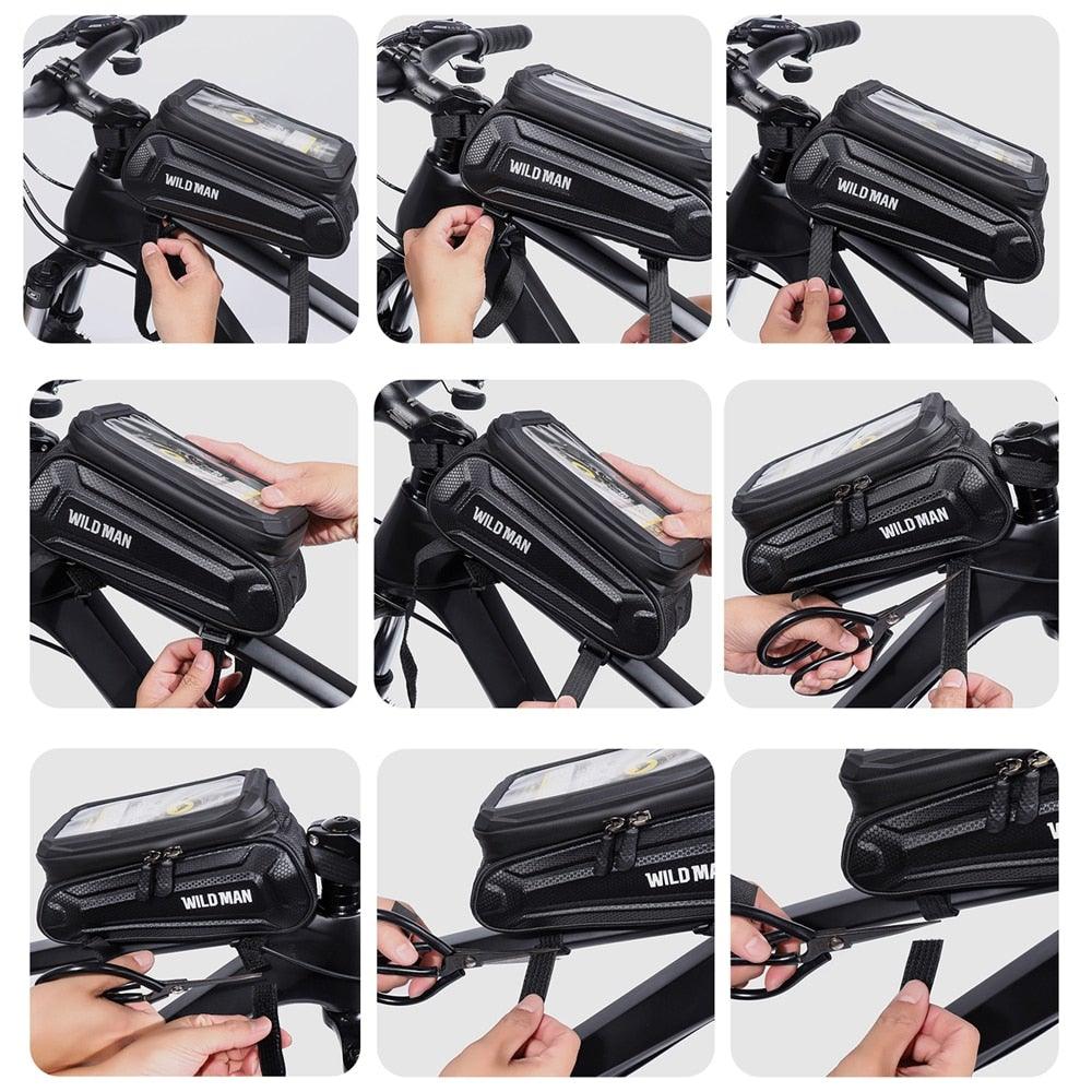 Bike Bag 1.8L Frame Front Tube Cycling Bag Bicycle Waterproof Phone Case Holder Touchscreen Bag Accessories Universal Bicycle Handlebar Bag Top Tube Bike Bag Bicycle Bag Top Tube Bag Bike Phone Case Holder Compatible With Smartphones - UrbanCycling.com