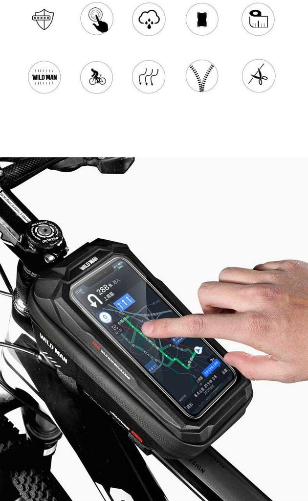 Bike Bag Frame Front Top Tube Waterproof Hard Shell Cycling Bag Touch Screen Phone Case Bicycle Accessories Bike Phone Mount Bag Cycling Waterproof Front Frame Top Tube Handlebar Bag With Touch Screen Holder Case - UrbanCycling.com