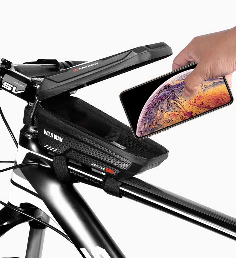 Bike Bag Frame Front Top Tube Waterproof Hard Shell Cycling Bag Touch Screen Phone Case Bicycle Accessories Bike Phone Mount Bag Cycling Waterproof Front Frame Top Tube Handlebar Bag With Touch Screen Holder Case - UrbanCycling.com