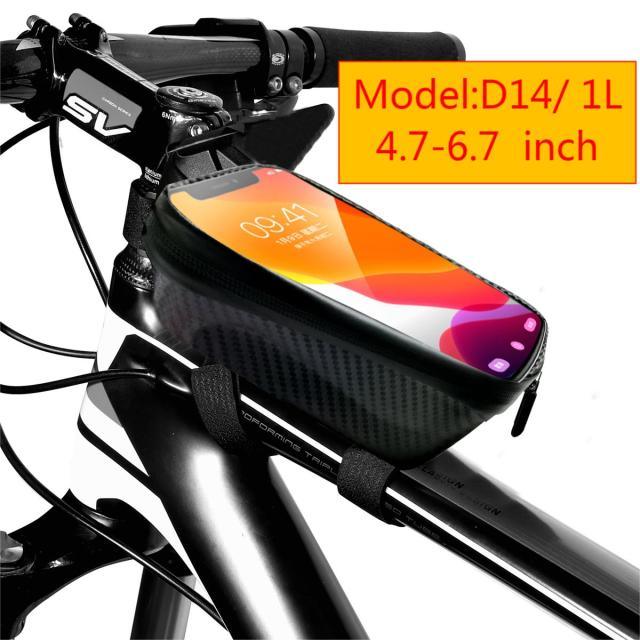 Bike Bag Frame Front Top Tube Waterproof Hard Shell Cycling Bag Touch Screen Phone Case Bicycle Accessories Bike Phone Mount Bag Cycling Waterproof Front Frame Top Tube Handlebar Bag With Touch Screen Holder Case - UrbanCycling.com