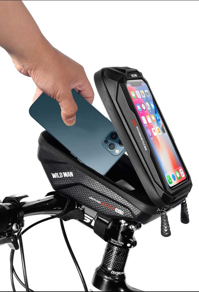 Bike Bag Frame Front Top Tube Waterproof Hard Shell Cycling Bag Touch Screen Phone Case Bicycle Accessories Bike Phone Mount Bag Cycling Waterproof Front Frame Top Tube Handlebar Bag With Touch Screen Holder Case - UrbanCycling.com