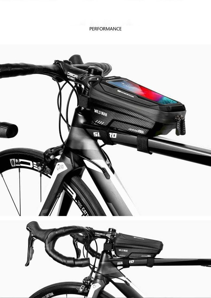 Bike Bag Frame Front Top Tube Waterproof Hard Shell Cycling Bag Touch Screen Phone Case Bicycle Accessories Bike Phone Mount Bag Cycling Waterproof Front Frame Top Tube Handlebar Bag With Touch Screen Holder Case - UrbanCycling.com