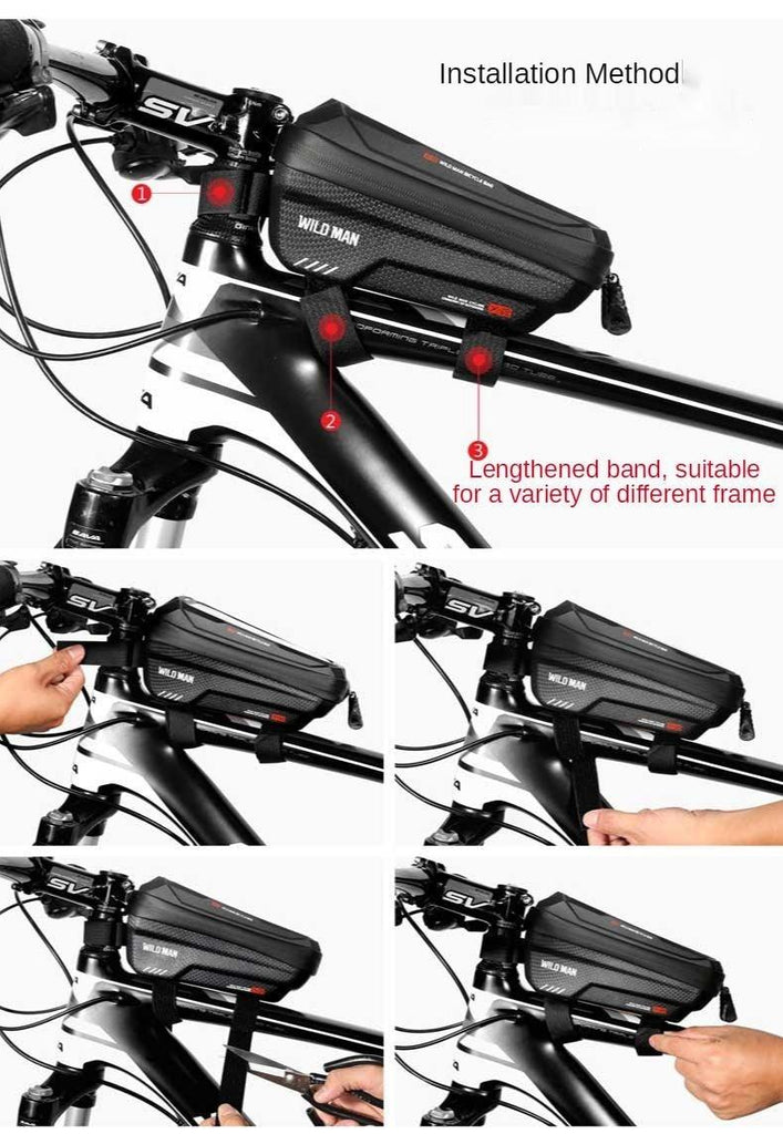 Bike Bag Frame Front Top Tube Waterproof Hard Shell Cycling Bag Touch Screen Phone Case Bicycle Accessories Bike Phone Mount Bag Cycling Waterproof Front Frame Top Tube Handlebar Bag With Touch Screen Holder Case - UrbanCycling.com